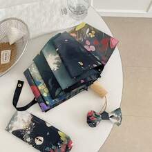 8根伞骨加固可爱猫咪印花伞，两用防风遮阳伞，适合户外旅行 - 彩色 - 查看 3