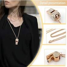 1pc Unique Metal Crystal Whistle With Chain, Elegant Gold Plated, Multi-Purpose Decorative Whistle, Accessory, Loud & Clear Sound, Suitable For Coaches, Referees, Lifeguards, Sports Events, Outdoor Activities, Formal Occasions, Luggage Tag, Outdoor Survival Emergency Whistle - Multicolor - View 3