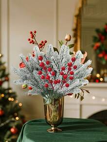 10/20 piezas Ramas de pino artificiales con escarcha realistas y duraderas, ramas de pino falsas para manualidades DIY, guirnaldas, coronas, decoración de árboles de Navidad, para decoración de fiestas de Navidad, bodas, cumpleaños, centros de mesa, oficina, regalos y decoración del hogar