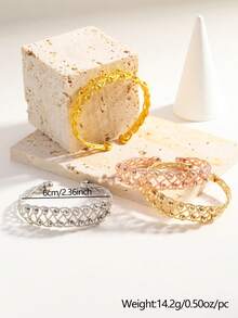 1pc Fashionable & Elegant Beaded Braided Open Cuff Bracelet, Suitable For Daily, Party, Festival Occasions, Gift