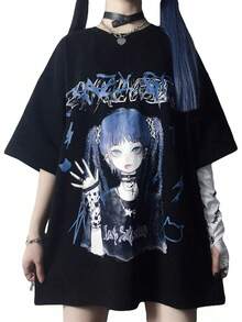 Sudadera con estampado de bolsa de camiseta, sudadera de gran silueta para mujeres, lolita kawaii, sudadera larga con capucha, estilo callejero, estilo harajuku, moda coreana - Blanco - Ver 1