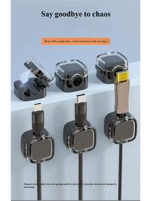 6 pièces Clips de câble magnétiques minimalistes, support de câble adhésif multi-fentes, organisateur de câble USB/d'alimentation pour bureau/table de chevet - plus de désordre de câbles