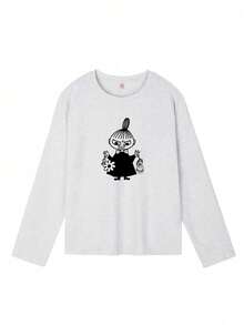 200g 100% Cotton T-Shirt 2025 Autumn Winter Fashion Clothes Pattern Print White Long Sleeve T-Shirt Couple Style Innerwear Outerwear Office Casual Round Neck Long Sleeve Tops - 淺灰色 - 查看 2