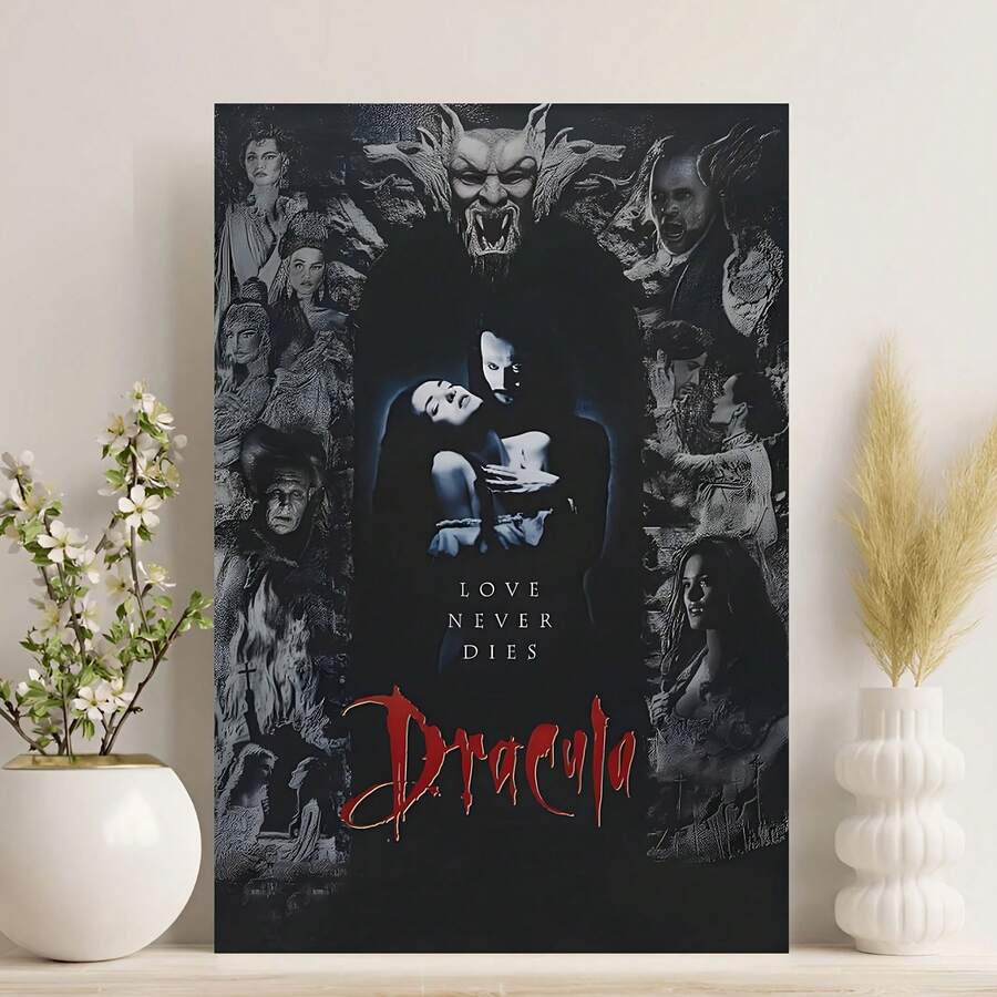 1 件布拉姆·斯托克的德古拉复古恐怖电影帆布艺术海报，无框哥特式墙壁艺术画印刷品，现代卧室家居装饰， - 彩色 - 查看 1