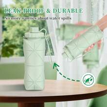 Collapsible Silicone Travel Bottle 20oz 600ml Reuseable Leakproof Foldable Sports Bottle, With Carrying Strap, Dark Gray+ Purple - Xám đậm + Tím - Xem 5
