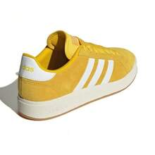 Adidas Grand Court Base 00s Synthetic Leather Comfortable Thin Sole Low-Top Sneakers, Unisex, Yellow & White