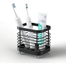 Shower Toothbrush Holder For Bathroom, Stainless Steel Tooth Brush Organizer Storage Caddy, Sink Toothpaste Holder Stand Tray, Silver Bathroom Countertop Accessories Decor - 黑色 - 查看 5
