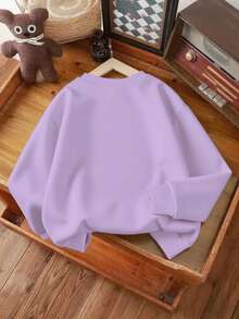 Tween Girls Cute Duck Childlike Round Neck Long Sleeve Sweater Pullover Autumn Winter Style Winter Clothes For Girls - Purple - View 3