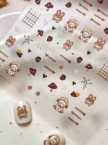 1pc Flat Cartoon Rabbit Nail Sticker, Cute Rabbit Sweet Versatile Design Decorative Sticker For DIY Nails Nail Stickers - Multicolor - View 4