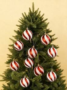 6 pezzi, Palline di Natale, Serie Rosso e Bianco, Stile Dipinto, Decorazioni Sospese per Albero di Natale, Palline di Natale per Centro Commerciale, Natale, Decorazioni Natalizie, Gadget per Feste di Natale, Oggetti Strani, Decorazione per la Stanza, Decorazione d'di Tendenza - Multicolore - Visualizzare 8