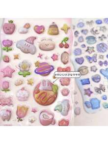 4/8pcs 3D Embossed Rainbow Bubble Stickers Handmade Creative Multi-Scene DIY Fairy Decoration Artifact, School Supplies, K-Pop , Office Decoration