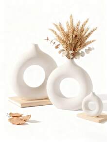 1pc/2pcs White Round Matte Vase, Modern Home Decor, Minimalist Nordic Bohemian Style For Wedding, Dining Table, Party, Living Room, Bedroom Gifts Birthday Graduation