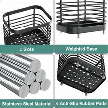 Shower Toothbrush Holder For Bathroom, Stainless Steel Tooth Brush Organizer Storage Caddy, Sink Toothpaste Holder Stand Tray, Silver Bathroom Countertop Accessories Decor - 黑色 - 查看 4