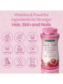 Optimal Solutions Hair, Skin And Nails Pectin Gummies, 2500 Mcg Biotin Per Serving, No Stick Gummy, Vegetarian Formula, Strawberry Flavor,80 Count, 40 Total Servings - 1 chai - Xem 5