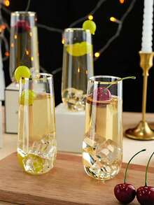 2/5/10个装 9盎司透明玻璃边杯，适用于盛装水、果汁、鸡尾酒、葡萄酒和甜点饮品。是生日、婚礼、节日、万圣节、圣诞节和新年派对的理想之选。[可重复使用] - 彩色 - 查看 5