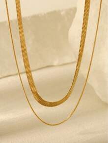 2pcs Minimalist Layered Necklace Set, Delicate Snake Bone Chain Necklace, Chic Clavicle Chain Necklace, Design