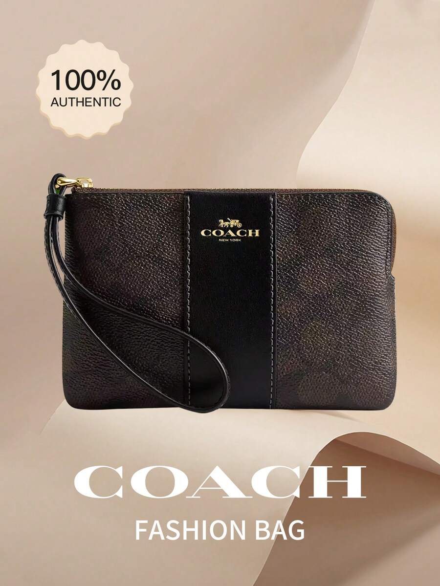 Coach Women's Zipper Wristlet Pouch, Compact Clutch Bag With Wrist Strap, Large Capacity, CW854 IMXAQ