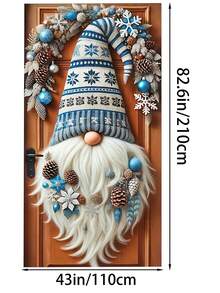 1 Stück Weihnachts-Zwerg mit mehrfarbiger Mütze & Blumenmuster 2D Türbanner, charmanter Stil Polyester Tür-förmige Hängefahne mit exquisiter Blumenanordnung, lebendige Blütenblätter & Zwergbart Details, wiederverwendbar & leicht für Veranda, Eingangsbereich Dekoration, ideal für Weihnachtszeit, Familienfeiern & Feiertags-Atmosphäre