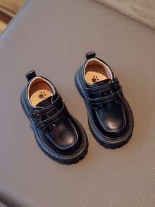 1 Pair Black Fashionable Cute Pearl Design Soft Bottom Non-Slip Flat Baby Toddler Shoes, Suitable For Spring, Summer, Autumn And Winter