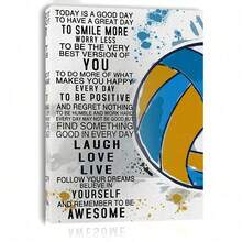 2D Flat 1pc Framed Canvas Wall Art - Inspirational Volleyball Quote, Positive Affirmation Decor For Living Room, Bedroom, Office, Or Single'S Party, 15.7x11.8 Inches, Wooden Frame, Modern Minimalist Style, Volleyball Room Decor - White - View 9