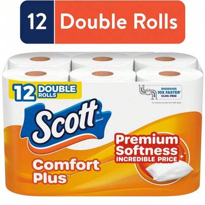 [Halloween Limited Price] Scott ComfortPlus Toilet Paper, 12 Double Rolls[Fast Delivery ]