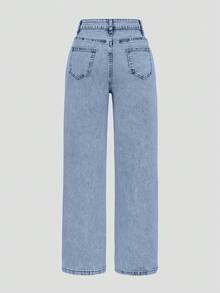 Women's Casual Versatile Straight Leg Jeans With Pockets