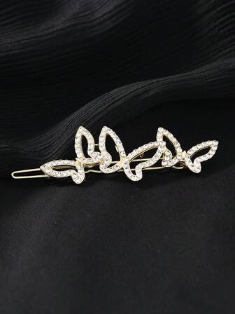 1pc Y2K Minimalist Women's Hair Accessory, Shiny Party Zinc Alloy Crystal Glass Hollow Butterfly Hair Clip, Simple Frog Clip, Women Daily Wear Hair Clip, Hair Accessories, Claw Clips, Hair Slide, Hair Barrettes