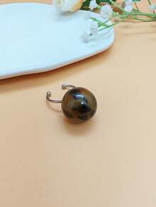 1 件不锈钢开口戒指，配透明圆形树脂球，时尚、优雅、简约、艺术，适合女性日常佩戴、通勤、街头、音乐节、派对、宴会 - 彩色 - 查看 43