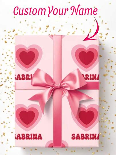 1 st anpassat presentpapper med namn, personligt förpackningspapper, rosa presentpapper, perfekt att ge bort till vänner, lämplig för jul, fester, pojkvän, flickvän, bästa vän, även perfekt för jul, alla hjärtans dag, födelsedag, årsdag, examensceremoni och andra tillfällen