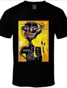Vintage 90s Art Person Jean Michel Basquiat Graffiti Artist T-Shirt S-4XL - màu đen - Xem 1