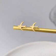 1 Pair Cute Golden Snake & Swallow Stud Earrings, Delicate Snake & Swallow Shaped Earrings, Stainless Steel Waterproof Earrings, Unique Animal Design, Fashionable & Versatile, Gift For Girlfriend Birthday