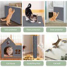 78.7"X15.8" Cat Scratch Mat, Replacement For Cat Scratching Post Or Pad, DIY Cat Tree Shelf, Decorative Cat Tower, Couch Furniture Or Wall Protector (Black) - 灰色 - 查看 3