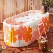 GCCSJ 47" Oval Foldable Ice Bath Tub – Portable Insulated Cold Plunge With 5-Layer Technology, Quick Drain & Waterproof Lid, No-Inflation Free-Standing Soaker For Post-Workout Recovery, Home Spa, Outdoor Camping (Pink) - Pink - View 7