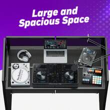 GCCSJ DJ Table,Portable DJ Booth Table Station 44"X42.2"X20.6", Foldable Metal Frame DJ Facade With Black & White Scrims, Detachable 40"X20" DJ Table, Adjustable Height, Carry Bag For Show, Party, Wedding, Events& Mobile DJ Gigs - Black - View 10