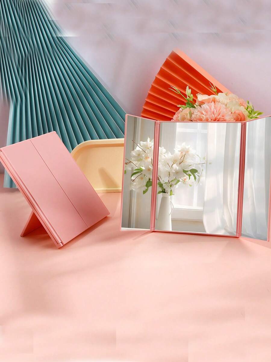 New 3-Fold Portable Vanity Mirror, Desktop Makeup Mirror For Students Dorm, Travel Cosmetic Mirror, Gift For Girlfriend, Mom, Women, Christmas Present,Cheap,Stocking Stuffers,Makeup,Makeup Tools,Cheap Stuff,Gifts,Gifts For Women,Christmas Gifts