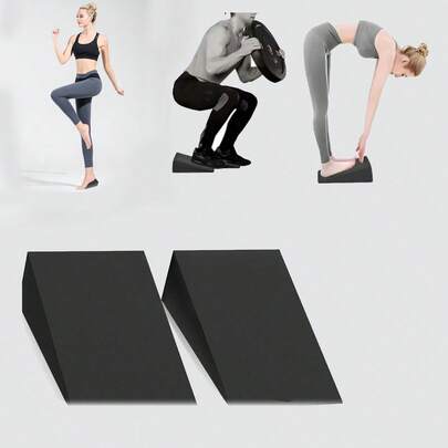 2 justerbara knäböjskilar och vadstretchlutningar - Trikonasana yogablock, för att förbättra stabilitetsträning, benstyrka och balans - hållbar svart träningsutrustning, för tyngdlyftning, benrehabilitering och djup stretching, slät yta, robust struktur, träningshjälp för gymanvändare, yogakloss, knäböj, kilblock, fitnesstyngdlyftning, träningsramp, EVA vadlyft, stretch, hällyft, tiltbräda