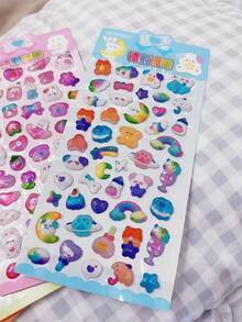 3D Cute Holographic Embossed Style Stickers 3D Cartoon 3D Stickers Valentine's Day Party Series, Student Rewards, Holiday Gifts, Cute DIY Phone Case, Notebook, Shaking Stickers 3D Embossed, 3D Glitter Stickers - 3D Cartoon Reward Stickers - Decorations For Phone Cases, Backpacks, Cups, Scrapbook Supplies