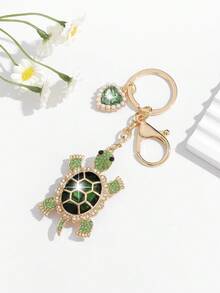 1 pieza Llavero con colgante con forma de tortuga lleno de brillantes, de estilo europeo y americano, lujoso y adorable. Adecuado para decoración y regalo de uso diario para mujeres - Multicolor - Ver 6