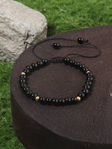 YAUKIA Delicada pulsera minimalista de malaquita y obsidiana negra - Pulsera delicada de piedra natural de malaquita - Pulsera de capas de cristal de malaquita y obsidiana - Regalo de piedra de nacimiento para mamá, esposa, amigas