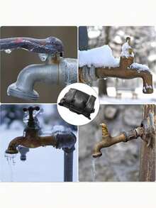 1pc Outdoor Faucet Freeze Cover, Leather Faucet Cover Freeze Protection, Faucet Freeze Protection Cover - Black - View 2