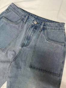 Pantalones anchos de cintura alta con volantes y patchwork, estilo de moda callejera europea y americana