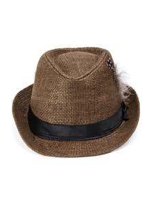 1 pieza Sombrero de sol unisex elegante y casual de poliéster con plumas naturales, adecuado para vacaciones, playa y todas las estaciones
