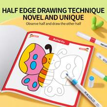 1pc Children's Funny Half-Painted 32-Page Book With Frog, Tiger, Elephant, Fox, Panda And More Patterns, Christmas Gift, Back To School Season Gift, Develops Imagination By Only Painting Half - Multicolor - View 1
