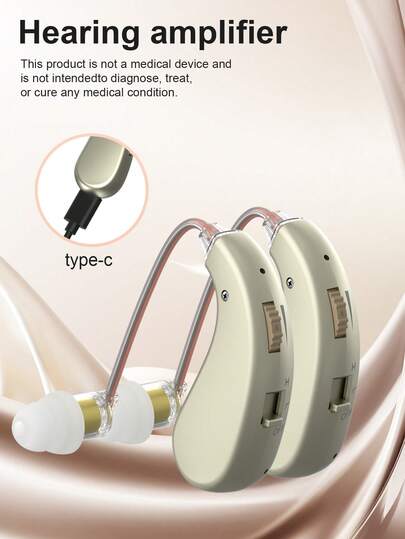 2 Pieces Hearing Aid Earphone -Usb Power Supply, Lithium Polymer Battery Used As Hearing Aid Earphone, Enhance The Sound Clarity Of Power Amplifier, A Gift For Mild And Moderate People,