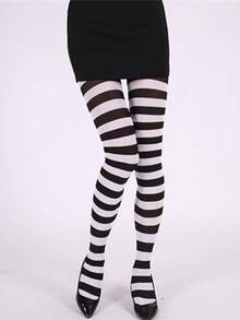 1pc Striped Tights, European & American Popular Christmas Striped Pantyhose, Skinny Mismatched (Fits Up To 130lbs), Cozy - Multicolor - View 42