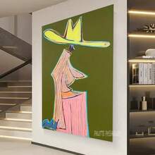 1pc Frameless Abstract Cowgirl In Pink And Yellow HD Art Print Canvas Wall Art - Vibrant Fashion Wall Art For Home Decor, Office Style, Perfect Gift Idea, Or Wholesale Business Essential, Office Wall Art | Vibrant Wall Art | Detailed Print Quality, Cowboy Decor - 多色 - 查看 9
