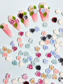 50 szt./worek, 3D, 8 mm, dwukolorowe, suszone róże kamelii, akcesoria do zdobienia paznokci, DIY, rozmazywanie, retro, żywica, rzeźbiona kamelia, mieszane kolory, do paznokci trumiennych, francuskich, migdałowych, długich i krótkich, owalnych, kwadratowych, biżuterii, czapek na zakończenie studiów, etui na telefon DIY