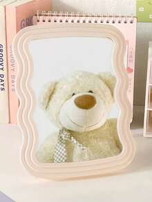 1pc Cute Makeup Mirror, Cream Wavy Mirror, Desktop Or Wall-Mounted, Student Dorm, Vanity Mirror, Office Small Mirror, Christmas Gift,Cheap,Stocking Stuffers,Makeup,Makeup Tools,Cheap Stuff,Gifts,Gifts For Women,Christmas Gifts