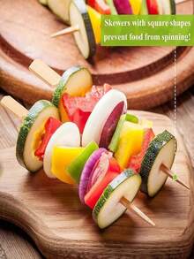 100/20pcs Bamboo Skewers, Wooden Bamboo Sticks, 9cm/12cm/15cm Elegant Flat Chopsticks, Suitable For Party, Drinks, Sandwiches, Fruits, Barbecue, Cooked Food Trays, School Supplies, Kebabs, Sausages, Snacks, Hot Pot, Etc. Natural Wooden Bamboo Sticks, Mini Food