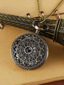 1 pieza Reloj de bolsillo vintage con tapa con números romanos de material de aleación, de estilo casual y de moda